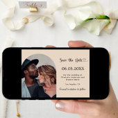 Save The Date Mariage photo simple moderne champagne