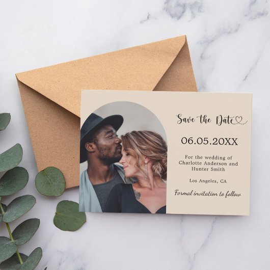 Save The Date Mariage photo simple moderne champagne