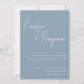 Save The Date Mariage photo simple moderne Dusty Blue Script (Devant)