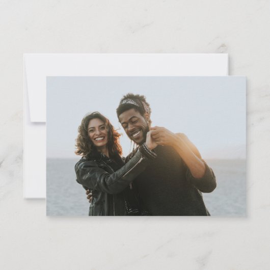 Save The Date Mariage photo simple moderne Fiançailles rose (Dos)