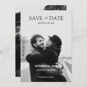 Save The Date Mariage photo simple moderne noir et blanc  (Devant / Derrière)