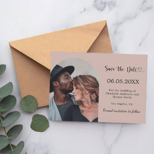 Save The Date Mariage photo simple moderne taupe
