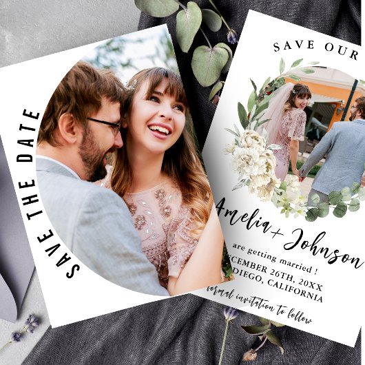 Save The Date Mariage photo simple noir et blanc