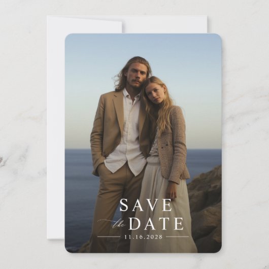 Save The Date Mariage photo simple noir et blanc élégant (Devant)