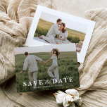 Save The Date Mariage photo simple superposition<br><div class="desc">Un mariage élégant sauve les cartes de date, mettant en vedette une photo imprimée étonnante, drapée dans une vintage couche poussiéreuse. La sophistication intemporelle d'une police serif & script indique "enregistrer la date", vos noms et la date. L'envers porte une autre photo personnalisée, et les détails de votre site web....</div>