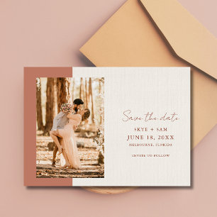 Save The Date Mariage Photo Simple Terracotta Élégant