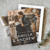 Save The Date Mariage photo simple Typographique QR code 2