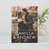 Save The Date Mariage photo simple Typographique QR code 2 (Debout devant)