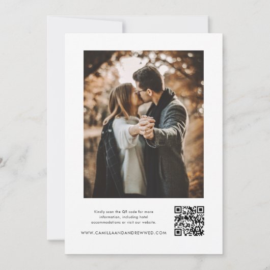 Save The Date Mariage photo simple Typographique QR code 2 (Dos)