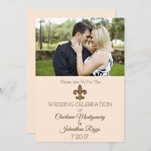 Save The Date Mariage photo Southern Gold Fleur de Lis (Devant / Derrière)