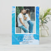 Save The Date Mariage Photo Style Bleu Enregistrer la date (Debout devant)