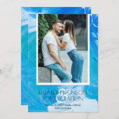 Save The Date Mariage Photo Style Bleu Enregistrer la date (Devant / Derrière)