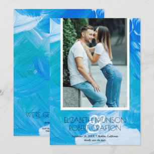 Save The Date Mariage Photo Style Bleu Enregistrer la date