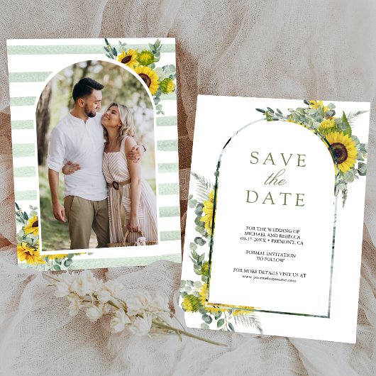 Save The Date Mariage photo Sunflower Eucalyptus