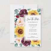 Save The Date Mariage photo Sunflower Eucalyptus Bourgogne Blush (Devant)