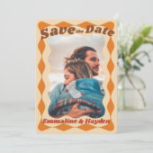 Save The Date Mariage photo super orange vague (Debout devant)