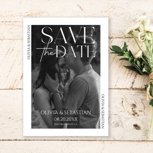 Save The Date Mariage photo texte superposition de la typographi
