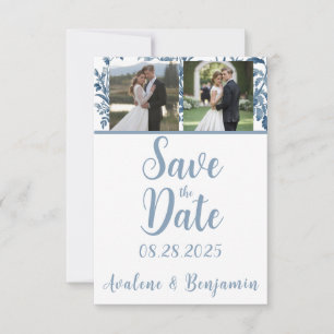 Save The Date Mariage Photo Toile de Jouy Vintage