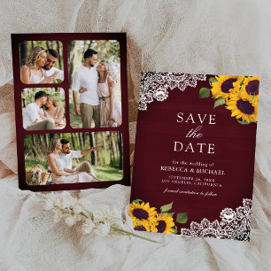 Save The Date Mariage Photo Tournesol en Bois de Bourgogne