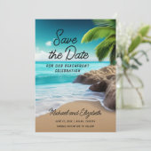 Save The Date Mariage photo Tropical Beach Palm Tree (Debout devant)