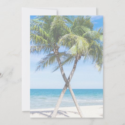 Save The Date Mariage photo Tropical Gold Palm Tree Beach (Dos)