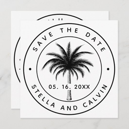 Save The Date Mariage photo Tropical Palm Tree (Devant / Derrière)