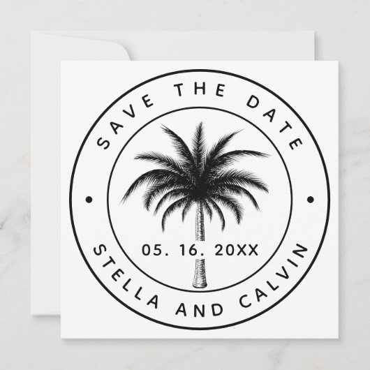 Save The Date Mariage photo Tropical Palm Tree (Devant)