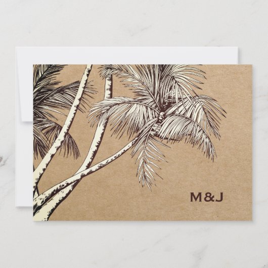 Save The Date Mariage photo Tropical Palm Tree Beach (Dos)