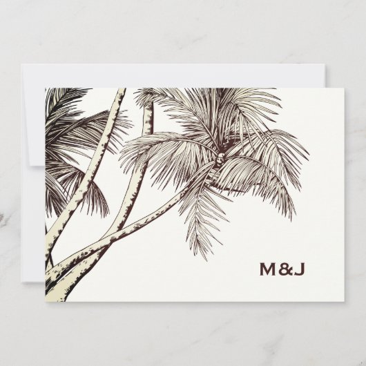 Save The Date Mariage photo Tropical Palm Tree Beach (Dos)