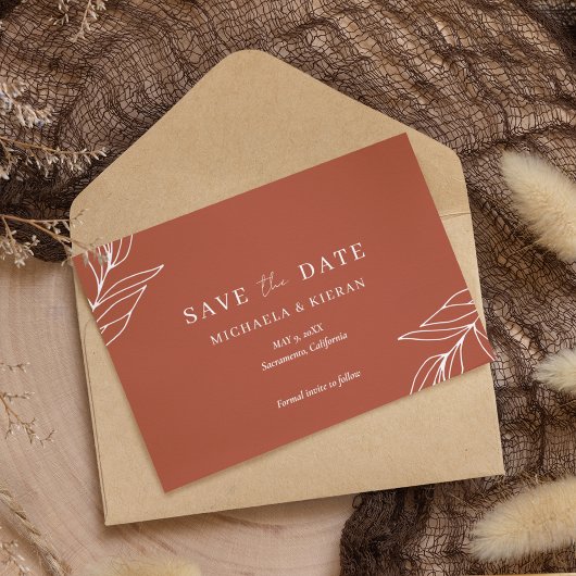 Save The Date Mariage Photo Tropical Rust Moderne