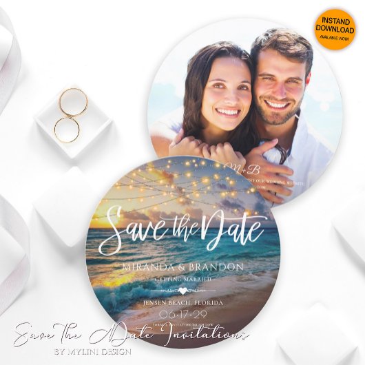 Save The Date Mariage photo Tropical Summer Sunset Beach
