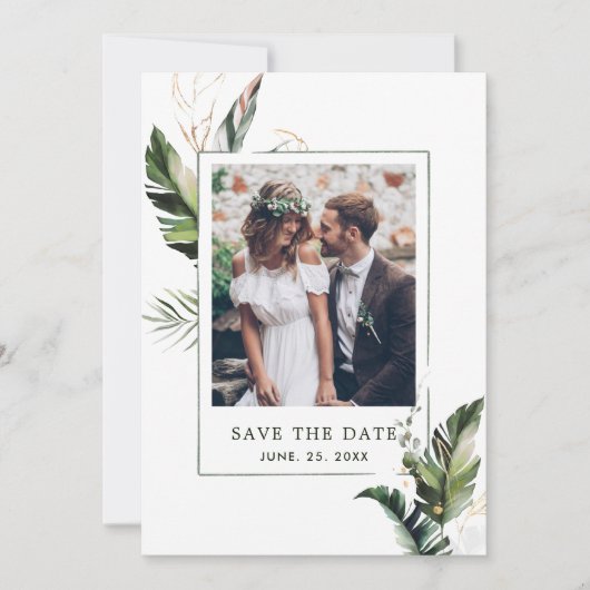 Save The Date Mariage photo Tropical Watercolor (Devant)