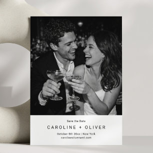 Save The Date Mariage photo typographie moderne minimaliste noir