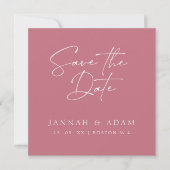 Save The Date Mariage Photo Typographie Script Rose Magenta (Devant)