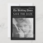 Save The Date Mariage photo unique en mode noir noir (Devant)
