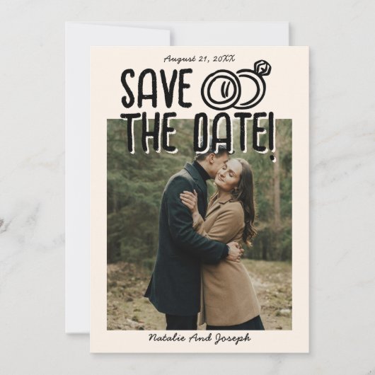 Save The Date Mariage photo unique Retro Main tiré (Devant)