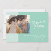 Save The Date Mariage photo vert menthe de bloc de couleur moder (Devant)