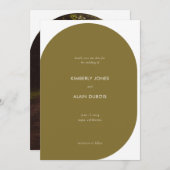 Save The Date Mariage photo vert Olive géométrique moderne (Devant / Derrière)