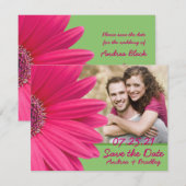 Save The Date Mariage photo vert rose Gerbera Daisy (Devant / Derrière)