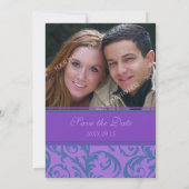 Save The Date Mariage photo violet turquoise Enregistrer la cart (Dos)