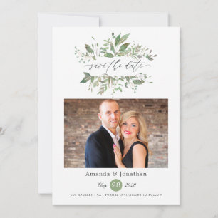 Save The Date Mariage photo Watercolor Greenery