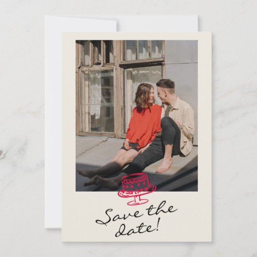 Save The Date Mariage photo Whimsical Retro dessiné à la main (Devant)