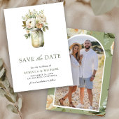 Save The Date Mariage photo White Roses Mason Jar