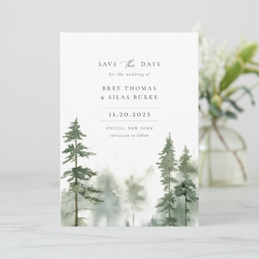 Save The Date Mariage photo Wild Forest Pine Tree (Debout devant)