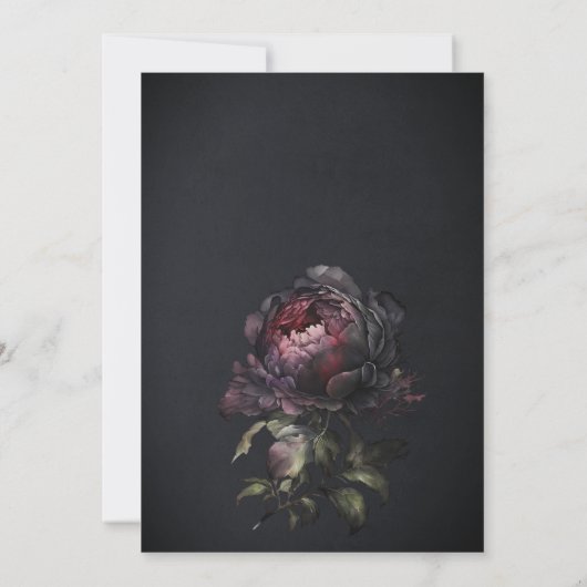 Save The Date Mariage Pivoine Noir Violet Gothique Sombre (Dos)