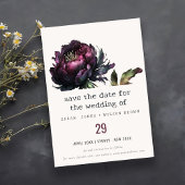 Save The Date Mariage Pivoine Noir Violet Gothique Sombre