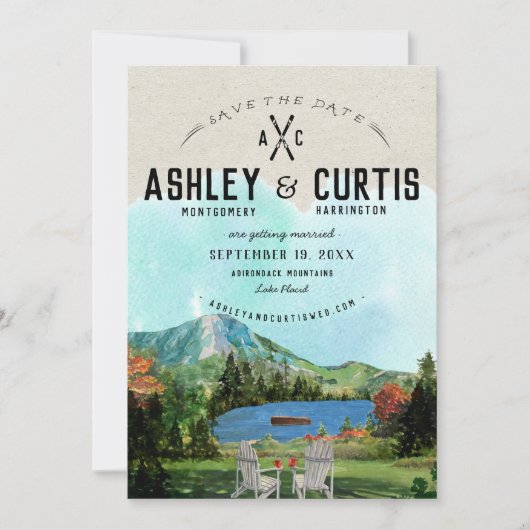 Save The Date Mariage Placide Rustique Lake | Enregistrer la dat (Devant)