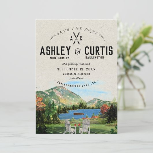 Save The Date Mariage Placide Rustique Lake | Enregistrer la dat (Debout devant)