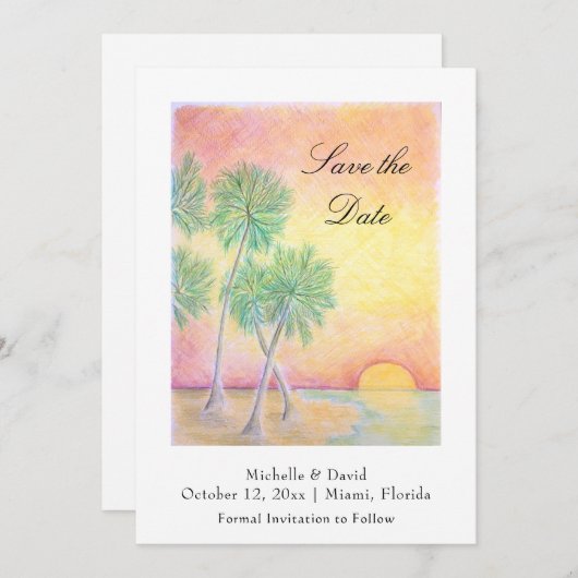 Save The Date Mariage plage (Devant / Derrière)