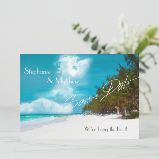 Save The Date Mariage plage Enregistrer la date (Debout devant)